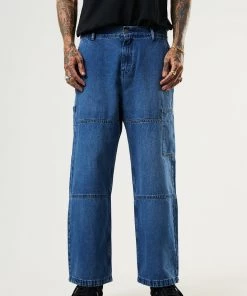 Afends Mens Richmond - Hemp Denim Baggy Workwear Jeans - Authentic Blue DENIM EDIT
