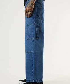 Afends Mens Richmond - Hemp Denim Baggy Workwear Jeans - Authentic Blue DENIM EDIT