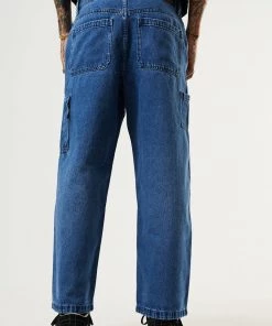 Afends Mens Richmond - Hemp Denim Baggy Workwear Jeans - Authentic Blue DENIM EDIT