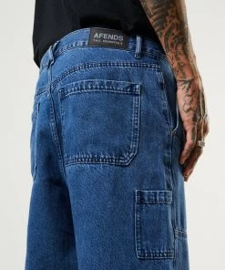 Afends Mens Richmond - Hemp Denim Baggy Workwear Jeans - Authentic Blue DENIM EDIT