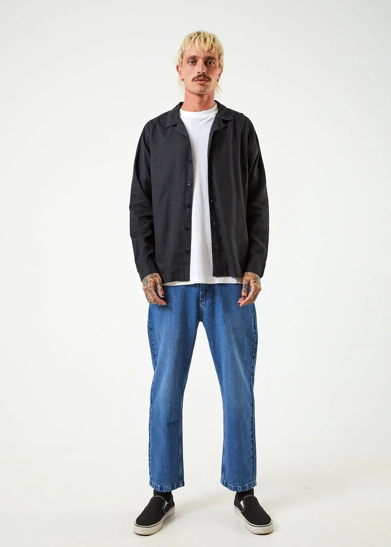 Afends Mens Critical - Hemp Cuban Long Sleeve Shirt - Black EVERYDAY ESSENTIALS 3 Afends Mens Critical - Hemp Cuban Long Sleeve Shirt - Black EVERYDAY ESSENTIALS