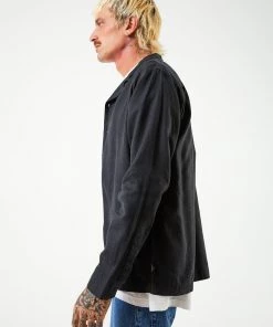 Afends Mens Critical - Hemp Cuban Long Sleeve Shirt - Black EVERYDAY ESSENTIALS 7 Afends Mens Critical - Hemp Cuban Long Sleeve Shirt - Black EVERYDAY ESSENTIALS
