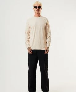 Afends Mens Essential - Hemp Retro Long Sleeve T-Shirt - Bone
