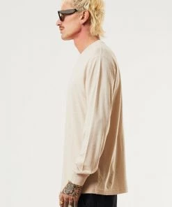 Afends Mens Essential - Hemp Retro Long Sleeve T-Shirt - Bone