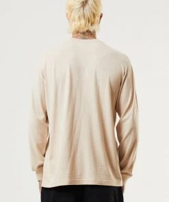 Afends Mens Essential - Hemp Retro Long Sleeve T-Shirt - Bone