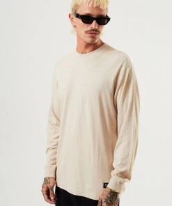 Afends Mens Essential - Hemp Retro Long Sleeve T-Shirt - Bone