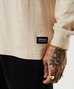 Afends Mens Essential - Hemp Retro Long Sleeve T-Shirt - Bone