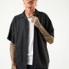 Afends Mens Daily - Hemp Cuban Short Sleeve Shirt - Black