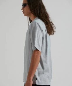 EVERYDAY ESSENTIALS Afends Mens Daily - Hemp Cuban Short Sleeve Shirt - Grey