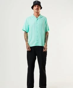 Afends Mens Daily - Hemp Cuban Short Sleeve Shirt - Mint EVERYDAY ESSENTIALS