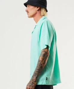 Afends Mens Daily - Hemp Cuban Short Sleeve Shirt - Mint EVERYDAY ESSENTIALS