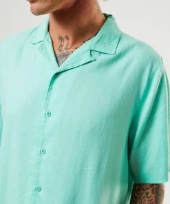 Afends Mens Daily - Hemp Cuban Short Sleeve Shirt - Mint EVERYDAY ESSENTIALS