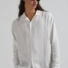 EVERYDAY ESSENTIALS Afends Mens Critical - Hemp Cuban Long Sleeve Shirt - White
