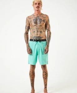 EVERYDAY ESSENTIALS Afends Mens Surf Related - Hemp Fixed Waist Boardshorts - Mint