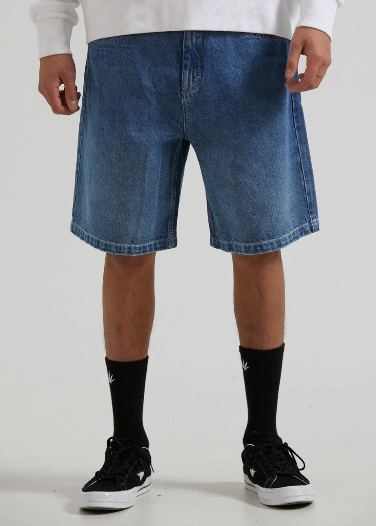 Afends Mens Lil C - Hemp Denim Baggy Shorts - Authentic Blue DENIM EDIT 2 Afends Mens Lil C - Hemp Denim Baggy Shorts - Authentic Blue DENIM EDIT