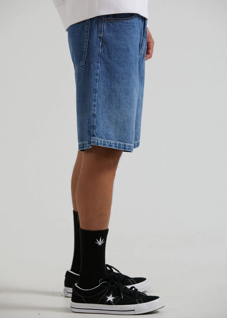 Afends Mens Lil C - Hemp Denim Baggy Shorts - Authentic Blue DENIM EDIT 4 Afends Mens Lil C - Hemp Denim Baggy Shorts - Authentic Blue DENIM EDIT