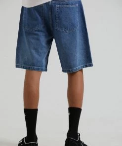 Afends Mens Lil C - Hemp Denim Baggy Shorts - Authentic Blue DENIM EDIT 9 Afends Mens Lil C - Hemp Denim Baggy Shorts - Authentic Blue DENIM EDIT