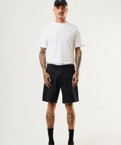 Afends Mens Chess Club - Hemp Relaxed Shorts - Black