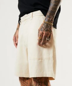 Afends Mens Chess Club - Hemp Relaxed Shorts - Natural