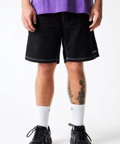 Clothing Afends Mens Ninety Eights - Organic Elastic Waist Shorts - Black