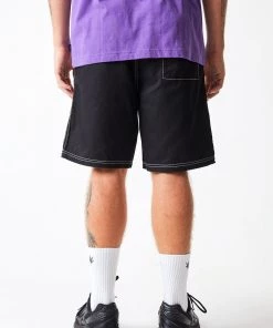 Clothing Afends Mens Ninety Eights - Organic Elastic Waist Shorts - Black