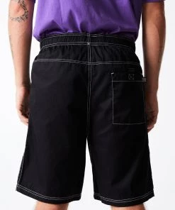 Clothing Afends Mens Ninety Eights - Organic Elastic Waist Shorts - Black