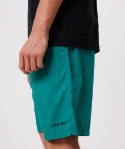 Clothing Afends Mens Ninety Eights - Organic Elastic Waist Shorts - Emerald