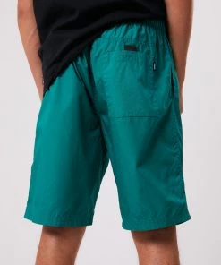 Clothing Afends Mens Ninety Eights - Organic Elastic Waist Shorts - Emerald