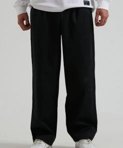 Afends Mens Fat Cat - Hemp Wide Leg Suit Pants - Black EVERYDAY ESSENTIALS