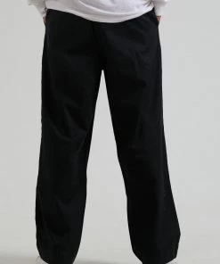 Afends Mens Fat Cat - Hemp Wide Leg Suit Pants - Black EVERYDAY ESSENTIALS