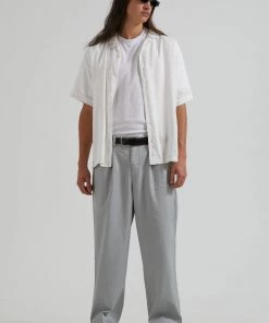 Afends Mens Fat Cat - Hemp Wide Leg Suit Pants - Grey