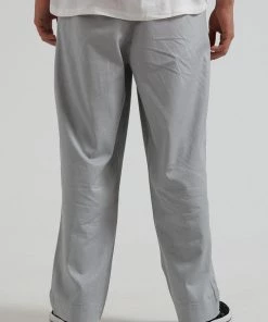 Afends Mens Fat Cat - Hemp Wide Leg Suit Pants - Grey