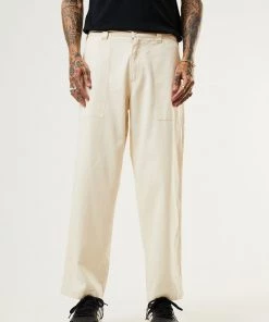 Afends Mens Chess Club - Hemp Relaxed Pants - Natural EVERYDAY ESSENTIALS