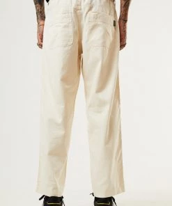Afends Mens Chess Club - Hemp Relaxed Pants - Natural EVERYDAY ESSENTIALS