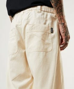 Afends Mens Chess Club - Hemp Relaxed Pants - Natural EVERYDAY ESSENTIALS