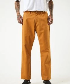 Afends Mens Ninety Twos - Recycled Relaxed Chino Pants - Chestnut