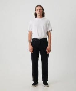 Afends Mens Ninety Twos - Organic Denim Relaxed Jean - Washed Black