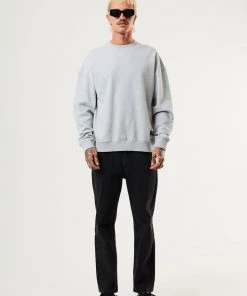 Afends Mens Sativa - Hemp Crew Neck Jumper - Shadow Grey Marle