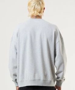 Afends Mens Sativa - Hemp Crew Neck Jumper - Shadow Grey Marle