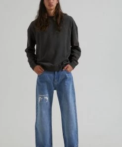 EVERYDAY ESSENTIALS Afends Mens Sativa - Hemp Crew Neck Jumper - Stone Black