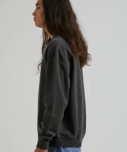 EVERYDAY ESSENTIALS Afends Mens Sativa - Hemp Crew Neck Jumper - Stone Black