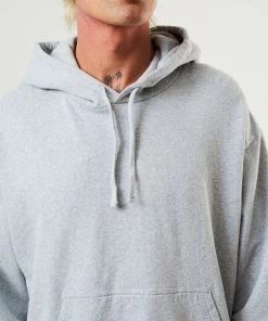 EVERYDAY ESSENTIALS Afends Mens All Day - Hemp Hoodie - Shadow Grey Marle