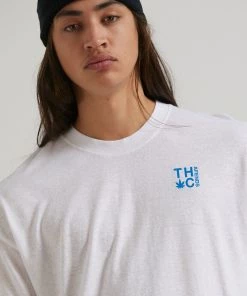 Afends Mens Rolled Up - Hemp Oversized T-Shirt - White Clothing
