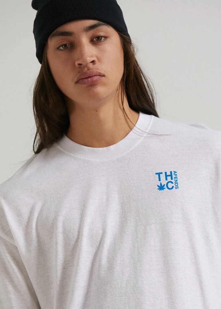Afends Mens Rolled Up - Hemp Oversized T-Shirt - White Clothing 2 Afends Mens Rolled Up - Hemp Oversized T-Shirt - White Clothing