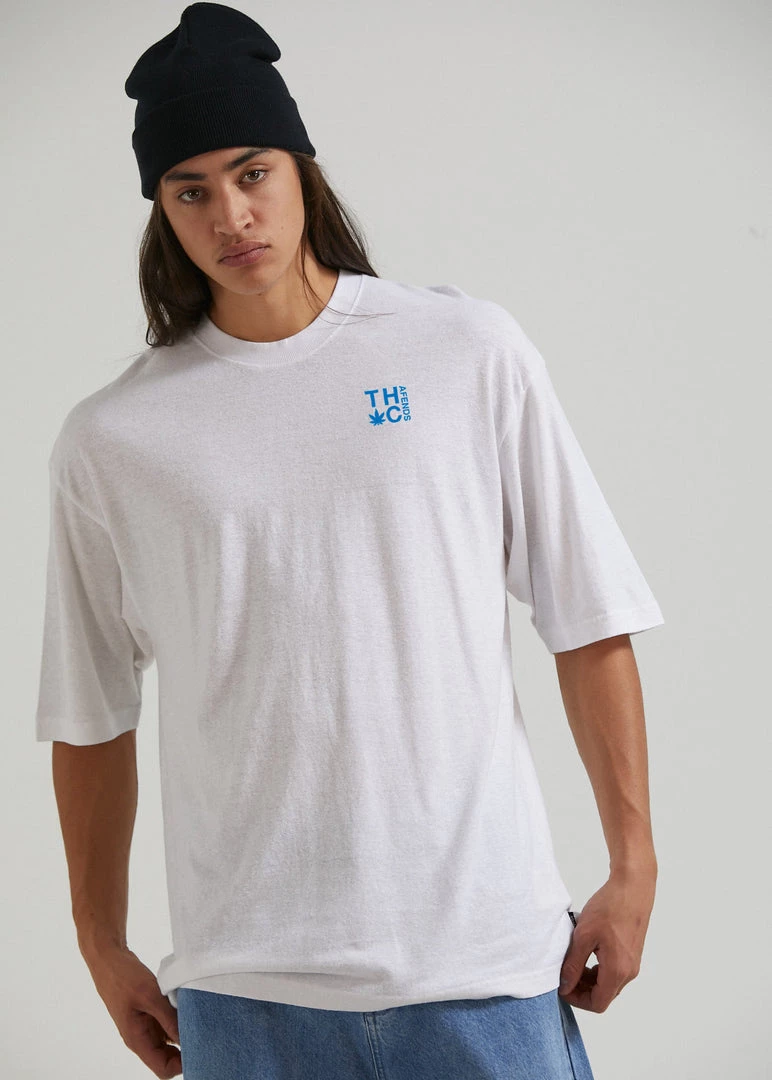 Afends Mens Rolled Up - Hemp Oversized T-Shirt - White Clothing 1 Afends Mens Rolled Up - Hemp Oversized T-Shirt - White Clothing