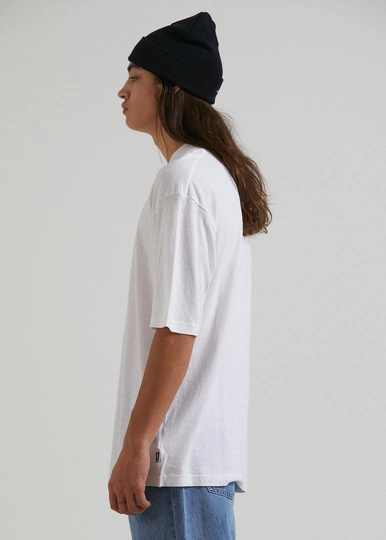Afends Mens Rolled Up - Hemp Oversized T-Shirt - White Clothing 3 Afends Mens Rolled Up - Hemp Oversized T-Shirt - White Clothing