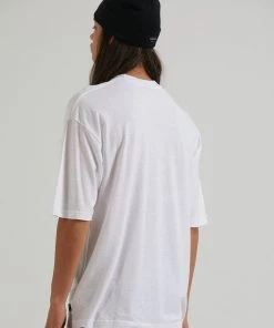 Afends Mens Rolled Up - Hemp Oversized T-Shirt - White Clothing 7 Afends Mens Rolled Up - Hemp Oversized T-Shirt - White Clothing