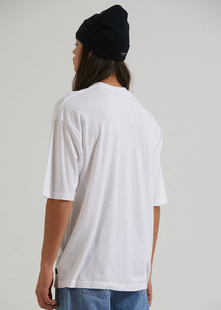 Afends Mens Rolled Up - Hemp Oversized T-Shirt - White Clothing 4 Afends Mens Rolled Up - Hemp Oversized T-Shirt - White Clothing
