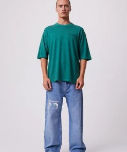 Afends Mens Actual Pain - Hemp Oversized Graphic T-Shirt - Emerald