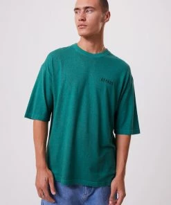 Afends Mens Actual Pain - Hemp Oversized Graphic T-Shirt - Emerald